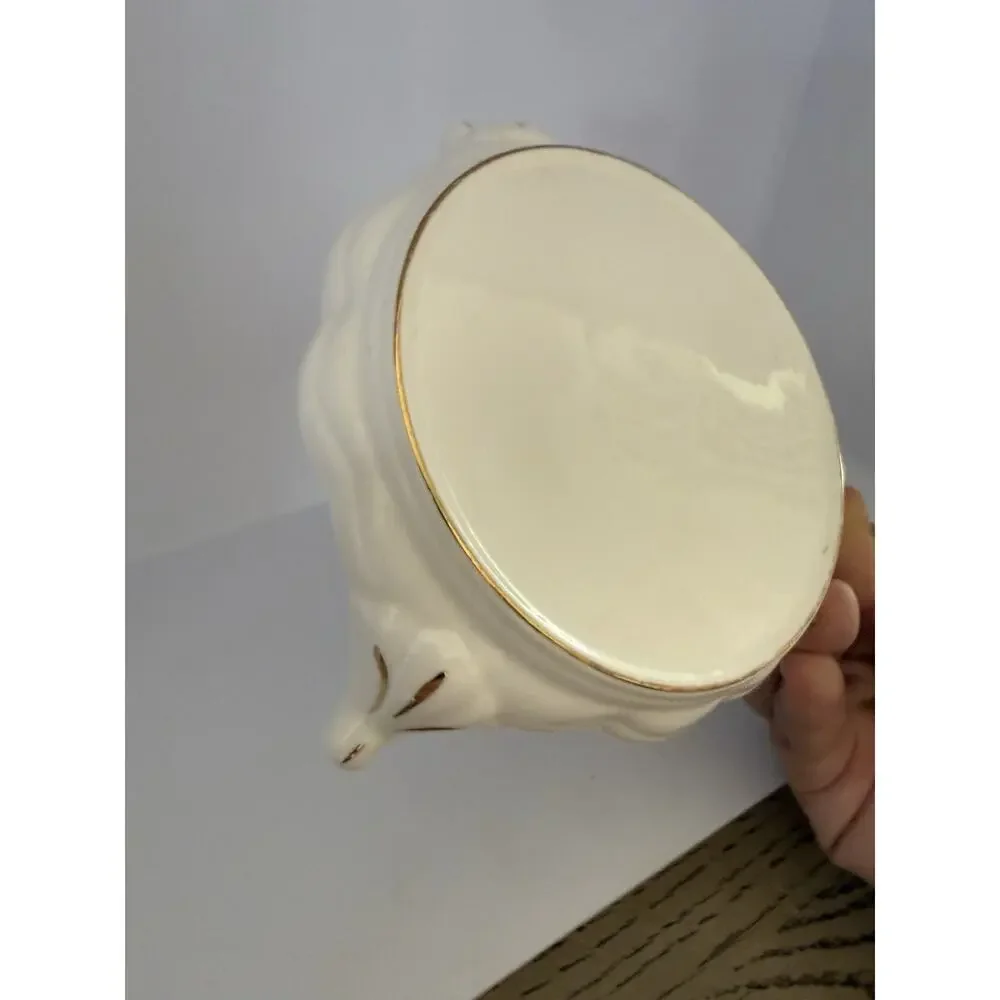 Vintage Royal Staffordshire Gold Accents & White Teapot Trivet Stand 4.25”